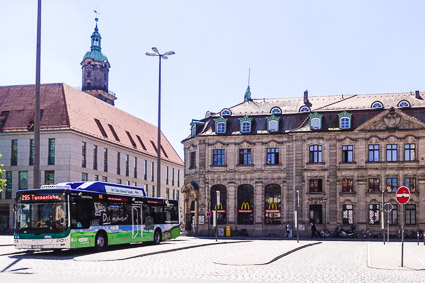 Hugenottenplatz, Erlangen, with McDonald's