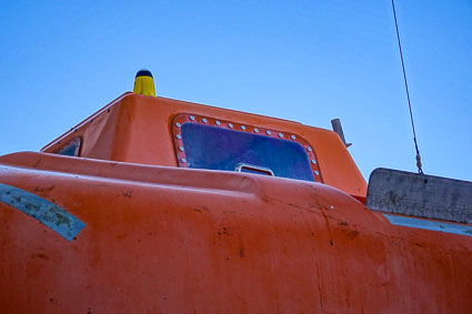 Detail of lifeboat on MSC PREZIOSA