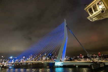 Erasmusbrug at night from MSC PREZIOSA