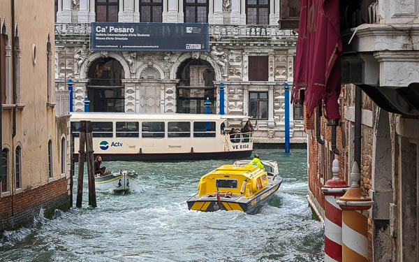 Vaporetto on Grand Canal, Venice, Italy.