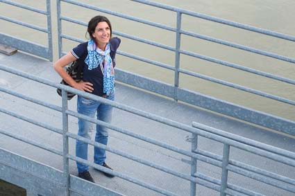 Paola Salvato on pier at Conca di San Leone