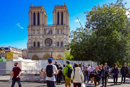 Facade of Notre Dame Cathedral after fire