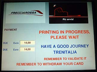 Trenitalia ticket machine display