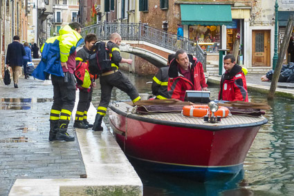 Venice firefighters and fire boat