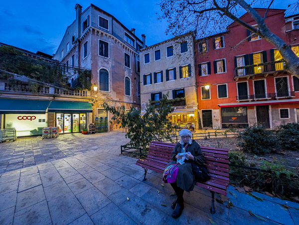 Bench in Campo San Giacomo dell'Orio, Venice, Italy.