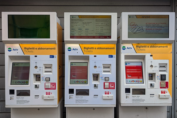 ACTV ticket machines in Piazzale Roma Venice, Italy.