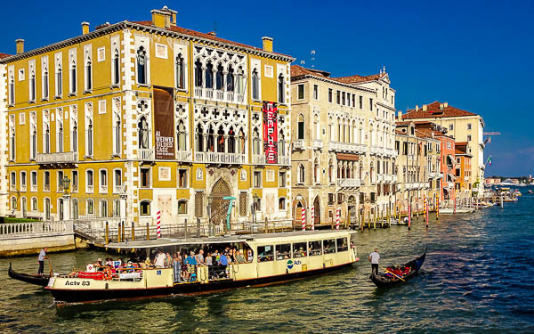 ACTV Vaporetto Line 1 water bus on Venice's Grand Canal