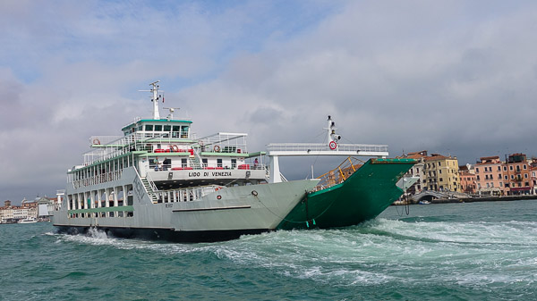 Venice-Lido car ferry on Giudecca Canal.