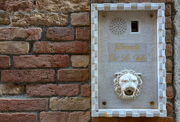 Locanda Ca' Le Vele nameplate, Venice, Italy.